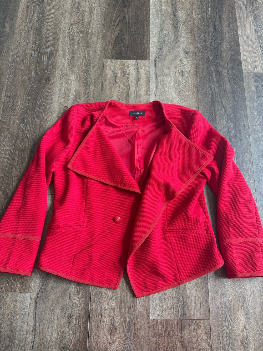 Talbots Red Open-Front Textured Women's Jacket Blazer Size 16